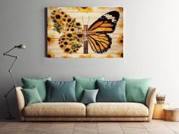 Faithful Sunflower Butterflies Drawing Gift For Memorial Day Christan  Wrapped Canvas 20x30