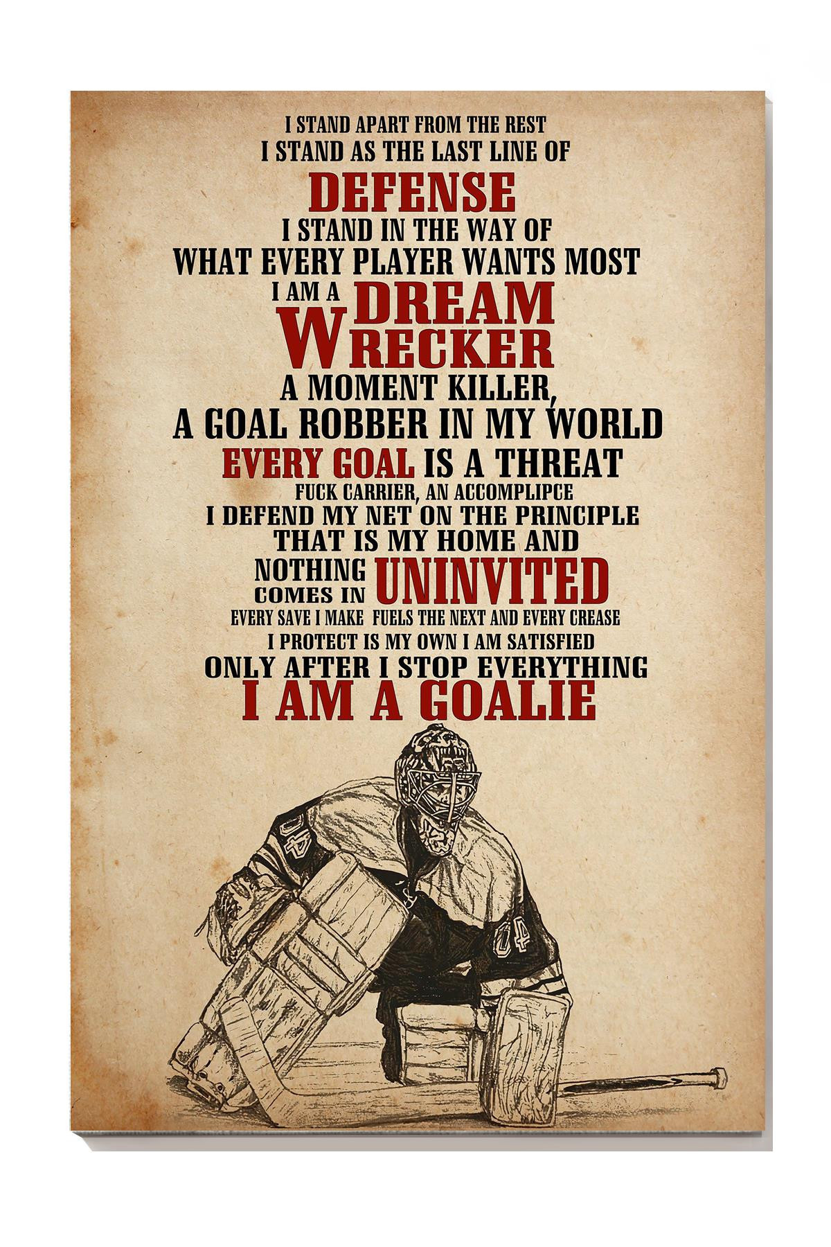 Goalie Motivation Quote Gift For Hockey Player Canvas Framed Prints, Canvas Paintings Wrapped Canvas 8x10