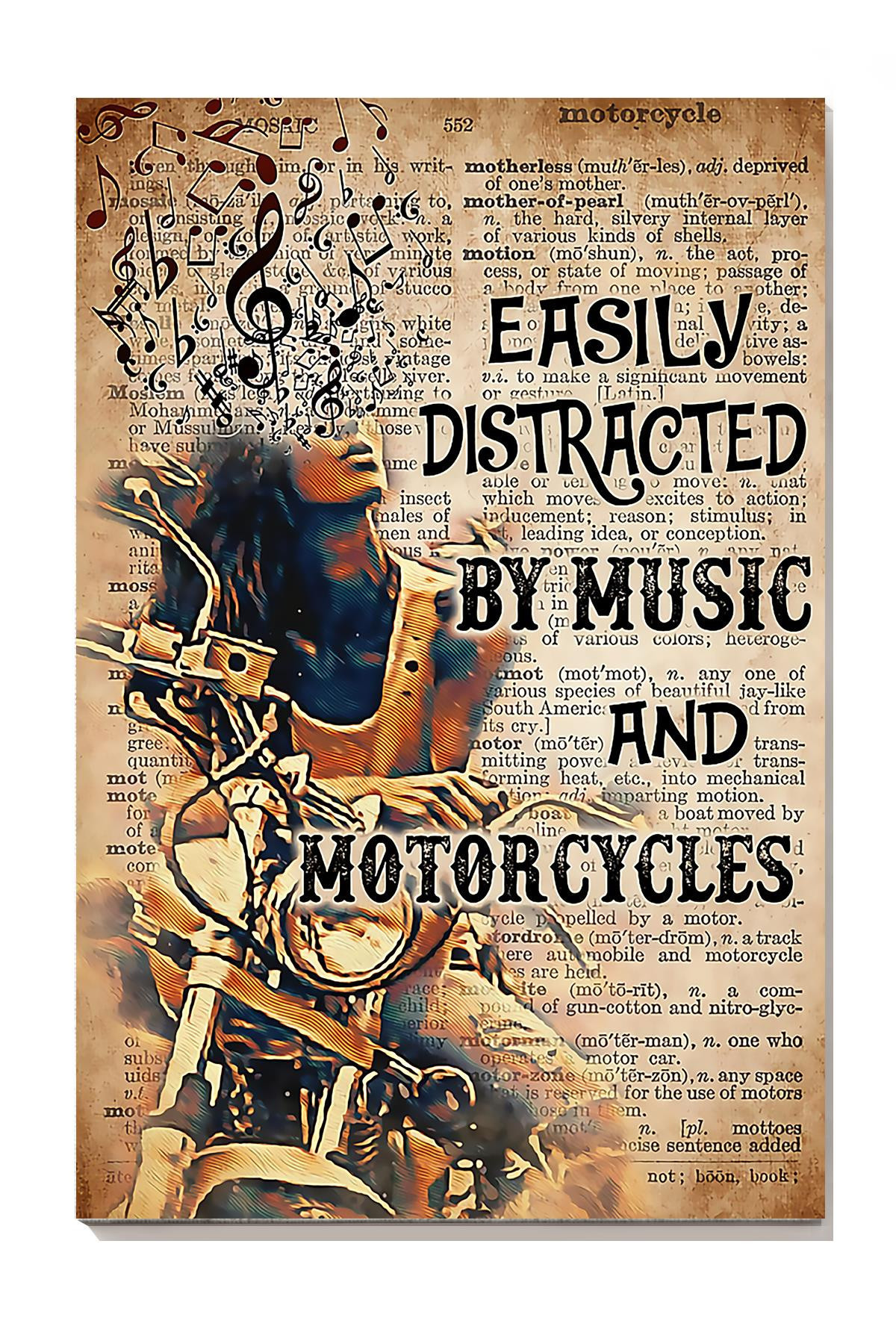 Easily Distracted By Music And Motorcycles Motorcycle For Motorcyclist Canvas Gallery Painting Wrapped Canvas Framed Prints, Canvas Paintings Wrapped Canvas 8x10