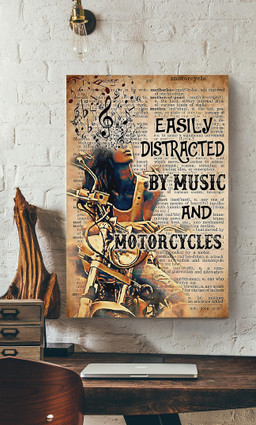 Easily Distracted By Music And Motorcycles Motorcycle For Motorcyclist Canvas Gallery Painting Wrapped Canvas Framed Prints, Canvas Paintings Wrapped Canvas 12x16