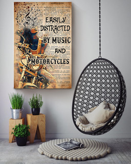 Easily Distracted By Music And Motorcycles Motorcycle For Motorcyclist Canvas Gallery Painting Wrapped Canvas Framed Prints, Canvas Paintings Wrapped Canvas 16x24