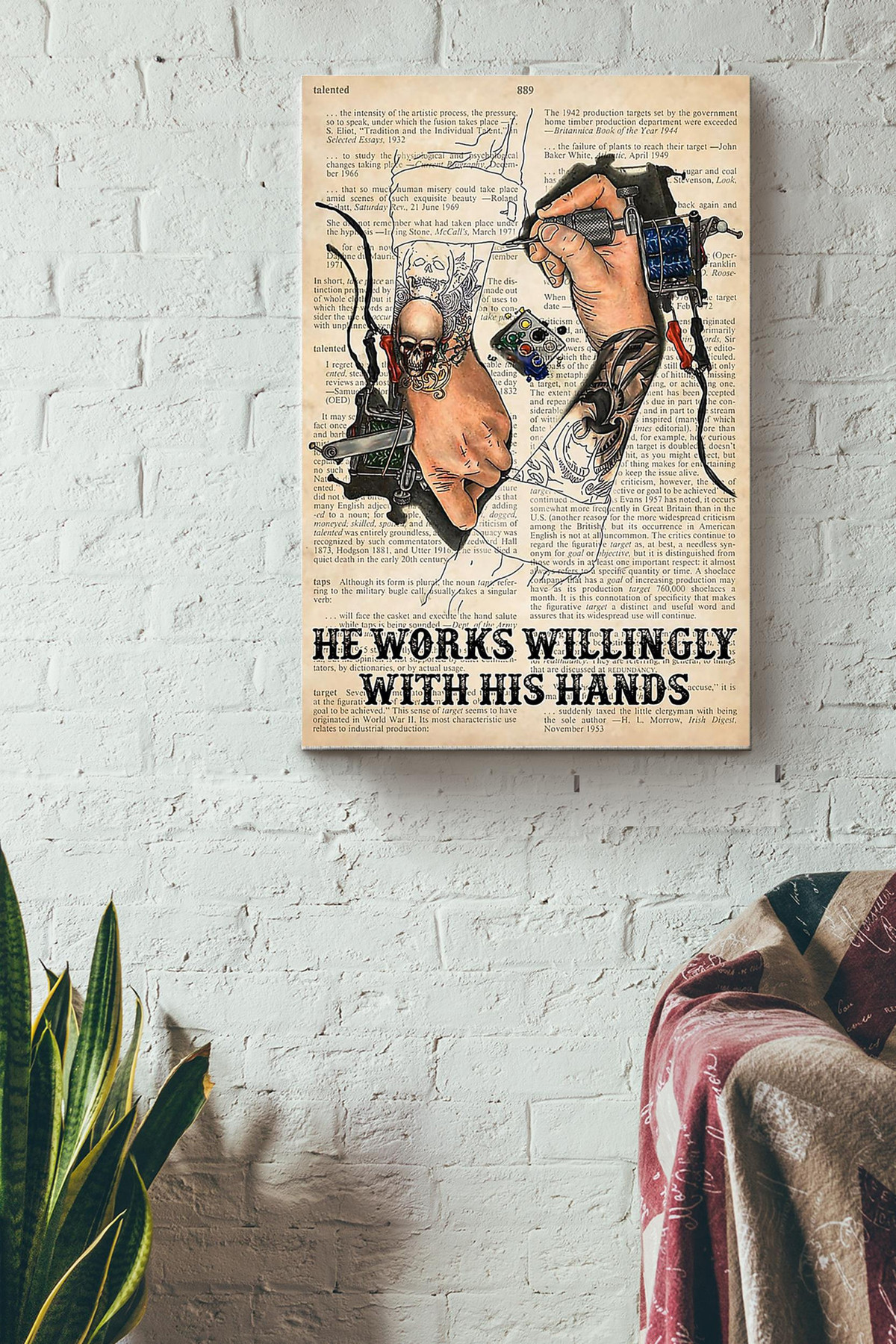 He Works Willingly With His Hand Tattoo Artist Canvas Canvas Gallery Painting Wrapped Canvas  Wrapped Canvas 8x10