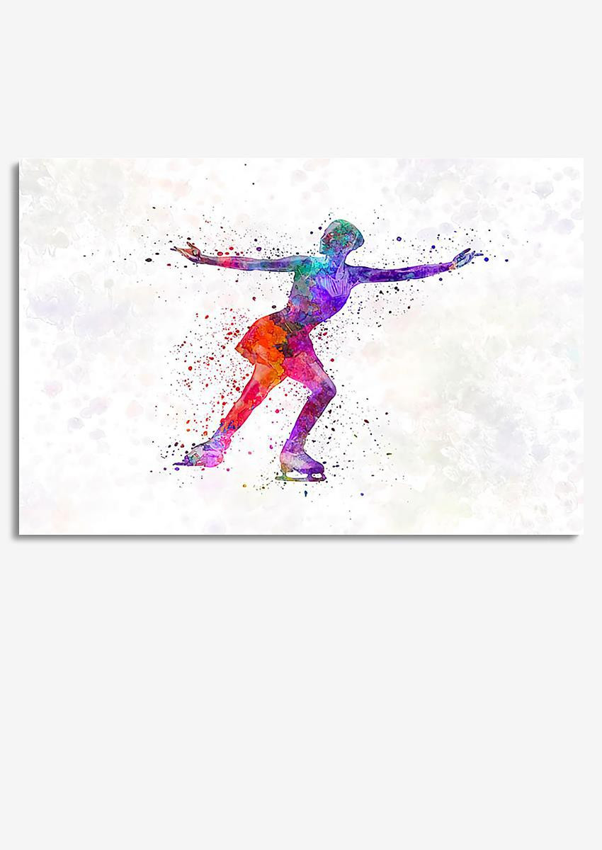 Ice Skating Girl Watercolor For Housewarming Bedroom Decor Framed Prints, Canvas Paintings Wrapped Canvas 8x10