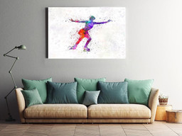 Ice Skating Girl Watercolor For Housewarming Bedroom Decor Framed Prints, Canvas Paintings Wrapped Canvas 20x30