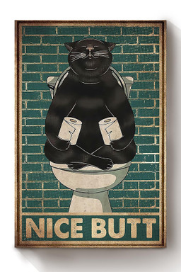 Funny Black Cat Namaste Nice Bum Vintage Retro Gift For Meditation Lover Cat Lover Canvas Wrapped Canvas 8x10