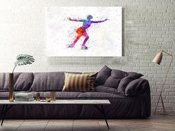 Ice Skating Girl Watercolor For Housewarming Bedroom Decor Framed Prints, Canvas Paintings Wrapped Canvas 16x24