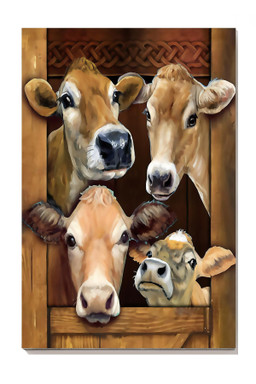Cows Stick Their Heads Into Open Window For Home Bedroom Decor Canvas Gallery Painting Wrapped Canvas Framed Prints, Canvas Paintings Wrapped Canvas 8x10