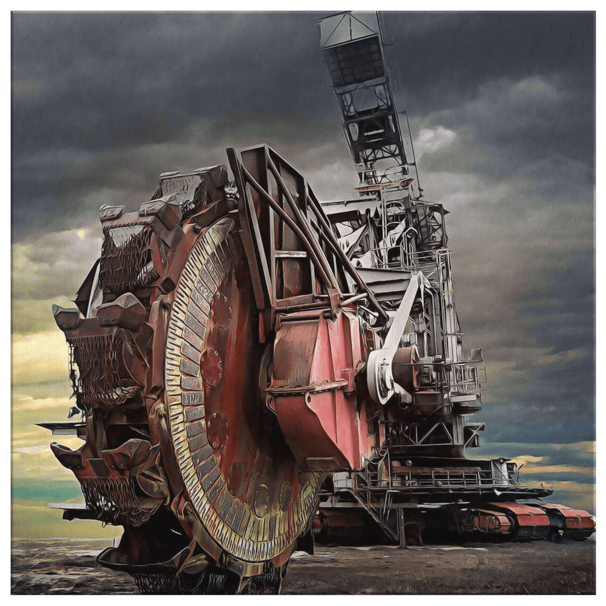 Magic Excavator Square Canvas Gallery Painting Wrapped Canvas Vintage Home Décor Framed Prints, Canvas Paintings Wrapped Canvas 8x8