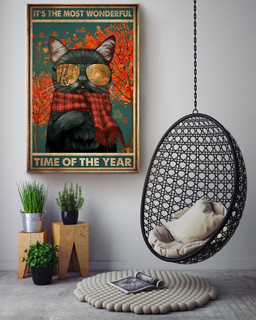 It's The Most Wonderful Time Of Year Black Cat In Autumn Gift For Cat Lover Canvas Wrapped Canvas 16x24