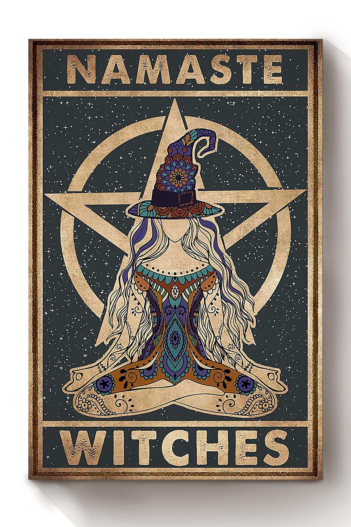 Namaste Witch Halloween Wall Decor Gift For Pumpkin Carving Ideas Halloween Decorations Witch Lover Canvas Wrapped Canvas 8x10