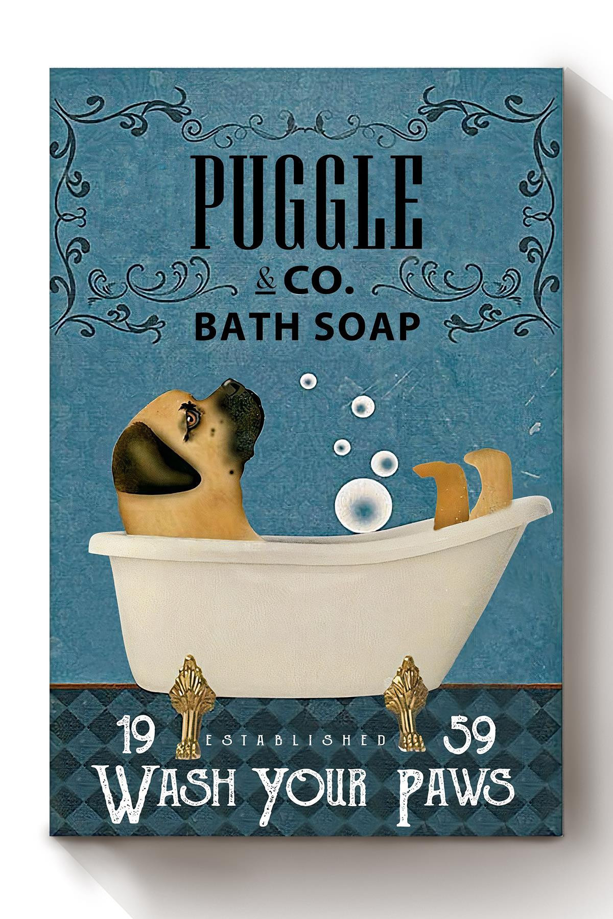 Puggle In Bath Soap Wash Your Paws Funny For Bathroom Decor Housewarming Canvas Framed Prints, Canvas Paintings Wrapped Canvas 8x10