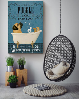 Puggle In Bath Soap Wash Your Paws Funny For Bathroom Decor Housewarming Canvas Framed Prints, Canvas Paintings Wrapped Canvas 16x24