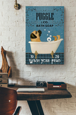 Puggle In Bath Soap Wash Your Paws Funny For Bathroom Decor Housewarming Canvas Framed Prints, Canvas Paintings Wrapped Canvas 20x30