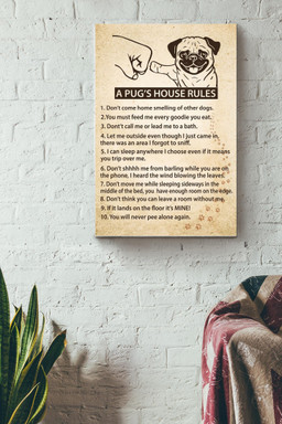 Pugs House Rules Canvas Animal Gift For Dog Dad Dog Mom Pug Lover Dog Lover Canvas Gallery Painting Wrapped Canvas Framed Prints, Canvas Paintings Wrapped Canvas 8x10