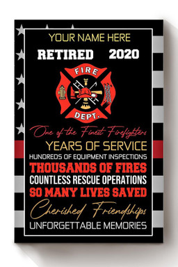 Personalized Certified For Fireman Volunteer Firefighter Retired Memorial Our Heros Canvas Wrapped Canvas 8x10