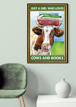 Just A Girl Who Loves Cows And Books For Book Lover Cow Lover Library Decor Canvas Gallery Painting Wrapped Canvas Framed Prints, Canvas Paintings Wrapped Canvas 20x30
