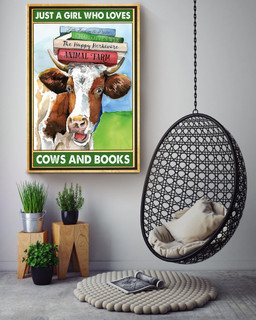Just A Girl Who Loves Cows And Books For Book Lover Cow Lover Library Decor Canvas Gallery Painting Wrapped Canvas Framed Prints, Canvas Paintings Wrapped Canvas 16x24