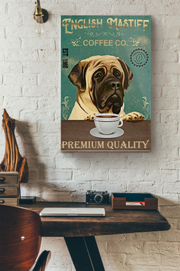 English Mastiff Coffee Co. Premium Quality Canvas Decor Gift For Dog Lover Dog Mom Animal Lover Coffee Shop Cafe Canvas Gallery Painting Wrapped Canvas Framed Prints, Canvas Paintings Wrapped Canvas 12x16