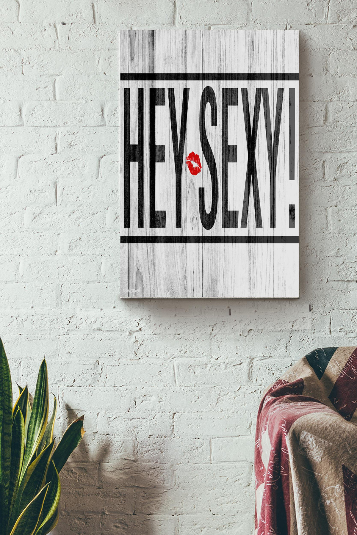 Romantic Lips Hey Sexy Canvas Typography Gift For Boy Girl Bff Birthday Canvas Gallery Painting Wrapped Canvas Framed Prints, Canvas Paintings Wrapped Canvas 8x10