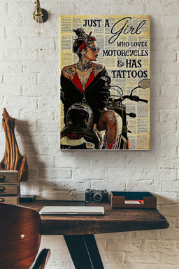 Just A Girl Who Loves Motorcycles And Has Tattoos Canvas Gallery Painting Wrapped Canvas  Wrapped Canvas 12x16