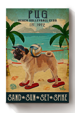 Pug Beach Volleyball Club Animal Gift For Dog Lover, Pug Foster, Beach Fan Canvas Framed Prints, Canvas Paintings Wrapped Canvas 8x10