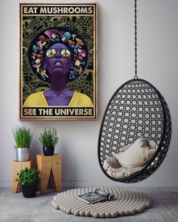 Eat Mushrooms See The Universe Black Girl For Home Bedroom Decor Canvas Gallery Painting Wrapped Canvas Framed Prints, Canvas Paintings Wrapped Canvas 16x24