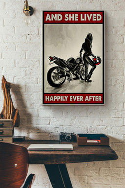 Motorcycle Lived Happily Ever After Canvas Decor Cnavas Gift For Girl Girlfriend Dirt Bike Lover Raccer Racing Club Motorcycle Club Motorcycle Shop Biker Lover Biker Retro Canvas Gallery Painting Wrapped Canvas  Wrapped Canvas 12x16