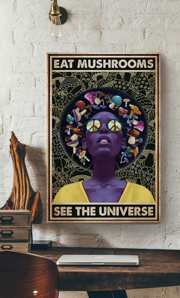 Eat Mushrooms See The Universe Black Girl For Home Bedroom Decor Canvas Gallery Painting Wrapped Canvas Framed Prints, Canvas Paintings Wrapped Canvas 12x16