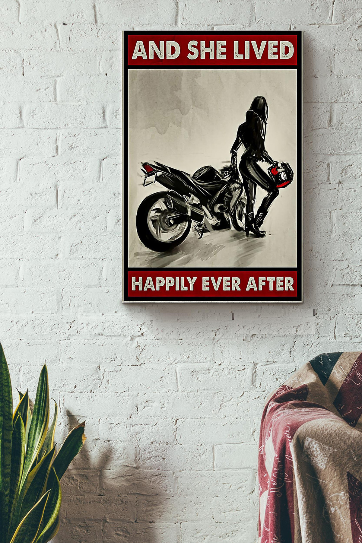 Motorcycle Lived Happily Ever After Canvas Decor Cnavas Gift For Girl Girlfriend Dirt Bike Lover Raccer Racing Club Motorcycle Club Motorcycle Shop Biker Lover Biker Retro Canvas Gallery Painting Wrapped Canvas  Wrapped Canvas 8x10