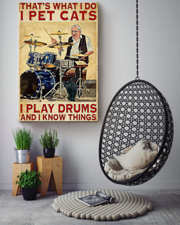 Pet Cats I Play Drums Animal Gift For Cat Lover International Cat Day Kitten Foster Drum Player Canvas Framed Prints, Canvas Paintings Wrapped Canvas 16x24