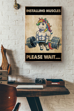 Installing Muscles Please Wait Lifting Unicorn Canvas Canvas Gallery Painting Wrapped Canvas  Wrapped Canvas 12x16