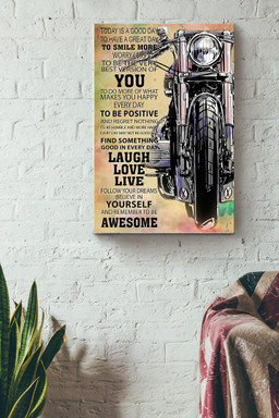 Motorcycle Today Is A Good Day Color Drawing Canvas Decor Canvas Gift For Men Fathers Day Racer Motorcycle Shop Motorcycle Club Biker Lover Dirt Bike Biker Retro Canvas Gallery Painting Wrapped Canvas  Wrapped Canvas 8x10