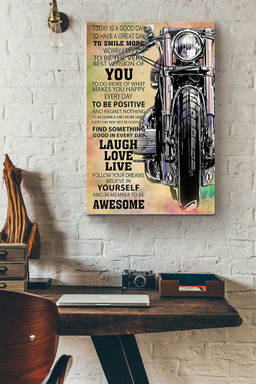 Motorcycle Today Is A Good Day Color Drawing Canvas Decor Canvas Gift For Men Fathers Day Racer Motorcycle Shop Motorcycle Club Biker Lover Dirt Bike Biker Retro Canvas Gallery Painting Wrapped Canvas  Wrapped Canvas 12x16