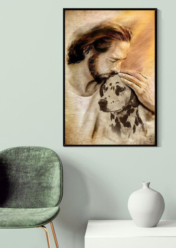 Jesus And Dalmatian Dog God For Gift For Dog Lovers Christian Canvas Gallery Painting Wrapped Canvas Framed Prints, Canvas Paintings Wrapped Canvas 20x30