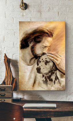 Jesus And Dalmatian Dog God For Gift For Dog Lovers Christian Canvas Gallery Painting Wrapped Canvas Framed Prints, Canvas Paintings Wrapped Canvas 12x16