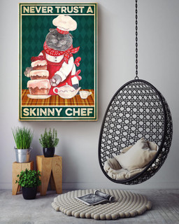 Never Trust A Skinny Chef Funny Vintage Gift For Chef Kitchen Decor Canvas Framed Prints, Canvas Paintings Wrapped Canvas 16x24
