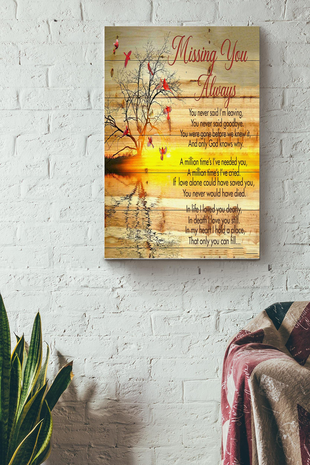 Missing You Always You Never Said Goodbye Cardinal Bird Autumn Canvas Canvas Gallery Painting Wrapped Canvas  Wrapped Canvas 8x10