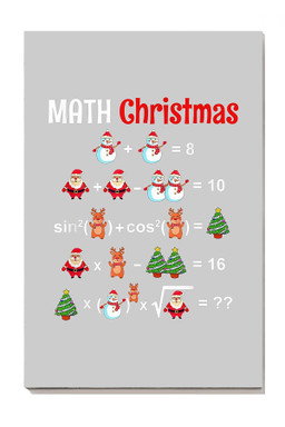 Math Christmas Santa Snowman Math Teacher Mathemetics For Math Teacher Classroom Decor Christmas Day Canvas Gallery Painting Wrapped Canvas Framed Prints, Canvas Paintings Wrapped Canvas 8x10