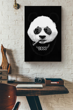 Panda Boss Wearing Hawaii Glass Funny And Cute Gift For Friend Housewarming Canvas Wrapped Canvas 20x30