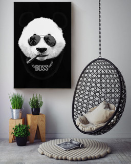 Panda Boss Wearing Hawaii Glass Funny And Cute Gift For Friend Housewarming Canvas Wrapped Canvas 16x24