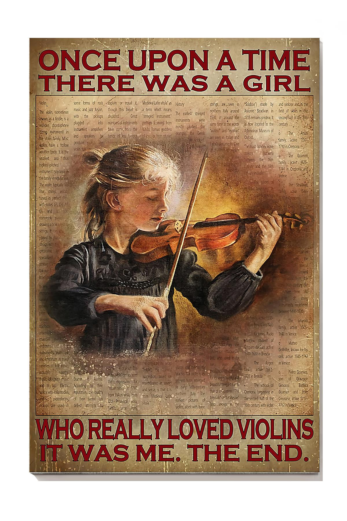 Once Upon A Time There Was A Girl Who Really Loved Violins Vintage For Violin Lover Music Theatre Decor Canvas Gallery Painting Wrapped Canvas Framed Prints, Canvas Paintings Wrapped Canvas 8x10