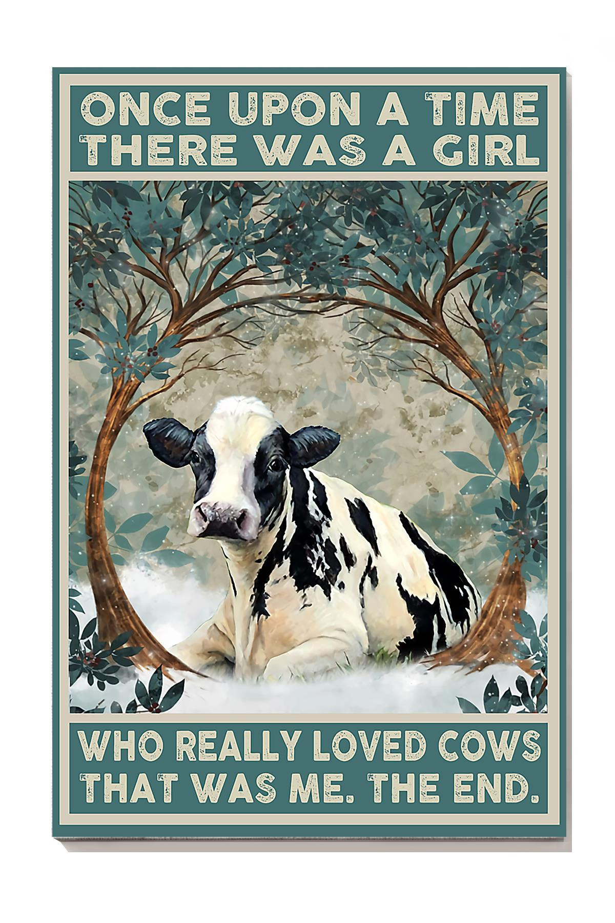 Once Upon A Time Girl Loved Cows Cute Quotes For Kid's Bedroom Decor Canvas Gallery Painting Wrapped Canvas Framed Prints, Canvas Paintings Wrapped Canvas 8x10