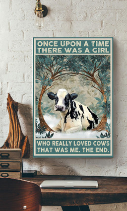Once Upon A Time Girl Loved Cows Cute Quotes For Kid's Bedroom Decor Canvas Gallery Painting Wrapped Canvas Framed Prints, Canvas Paintings Wrapped Canvas 12x16