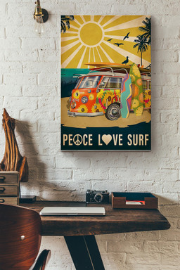 Peace Love Surf Surfin In Hawaii Vintage Canvas Canvas Gallery Painting Wrapped Canvas  Wrapped Canvas 12x16