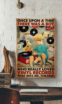 Once Upon A Time There Was A Boy Who Really Loved Vinyl Records Music For Music Lover Boy Room Decor Canvas Gallery Painting Wrapped Canvas Framed Prints, Canvas Paintings Wrapped Canvas 12x16