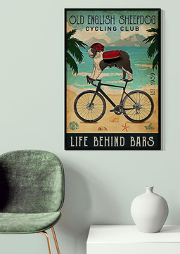 Old English Sheep Dog Cycling Club Life Behind Bars Fun Qoutes For Home Livingroom Decor Canvas Gallery Painting Wrapped Canvas Framed Prints, Canvas Paintings Wrapped Canvas 20x30