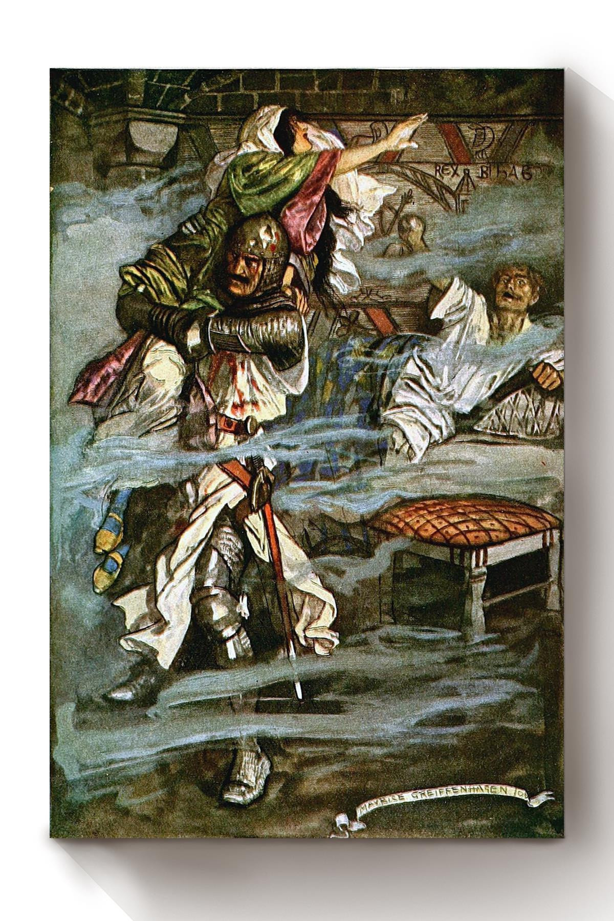 Ivanhoe Sir Walter Scott Fairy Tales Illustrations By Maurice Greiffenhagen 09 Canvas Wrapped Canvas 8x10