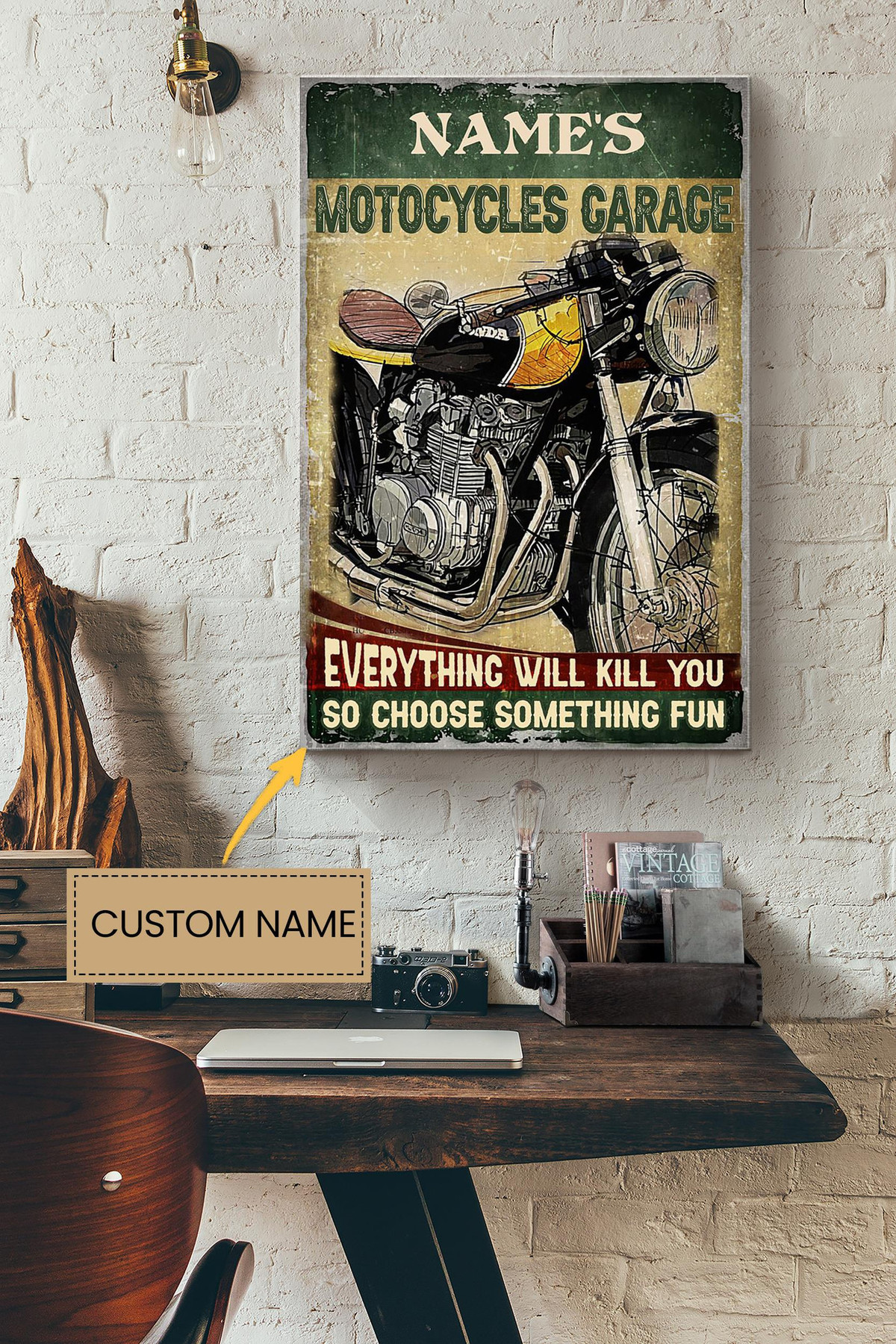 Motorcycles Garage Personalized Canvas Decor Gift For Motorcycles Lover Garage Decor Canvas Gallery Painting Wrapped Canvas Framed Prints, Canvas Paintings Wrapped Canvas 8x10