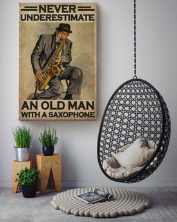 Never Underestimate An Old Man With A Saxophone For Saxophone Lover Music Studio Decor Canvas Gallery Painting Wrapped Canvas Framed Prints, Canvas Paintings Wrapped Canvas 16x24