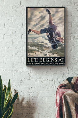 Life Begins At The End Of Comfort Zone Skydiving Canvas Sport Canvas Gift For Girl Boy Male Female Skydiving Lover Dangerous Sport Lover Sky Lover Canvas Gallery Painting Wrapped Canvas Framed Prints, Canvas Paintings Wrapped Canvas 8x10